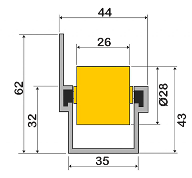 medidas trilho roletado flow rack com aba para 65 - Trilho Roletado Flow Rack com Aba para 65 Kgf